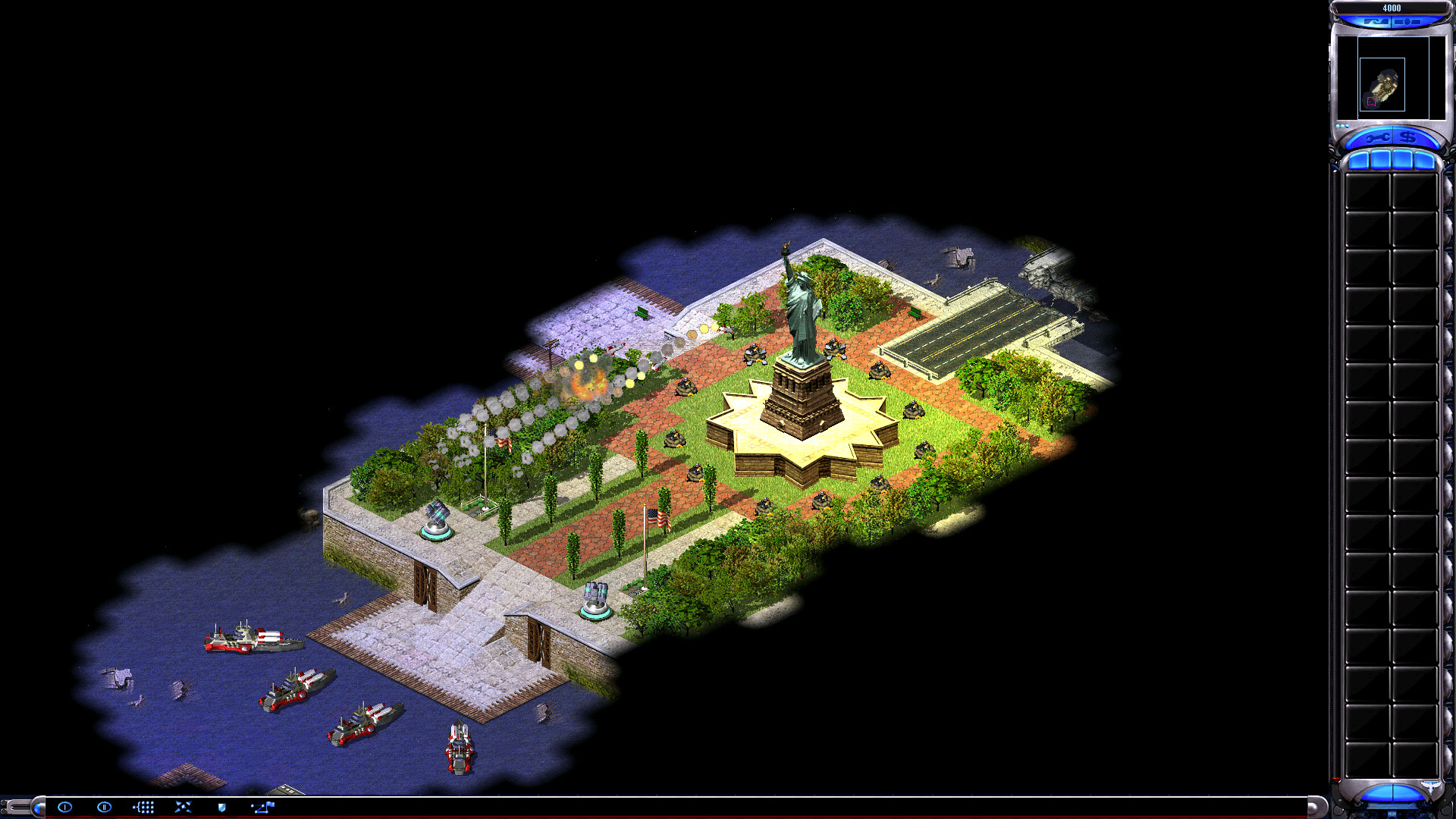 Red Alert 2 — Özgürlük Heykeli haritası, Müttefik üssü ve donanması, Time Lapse Allied görevi